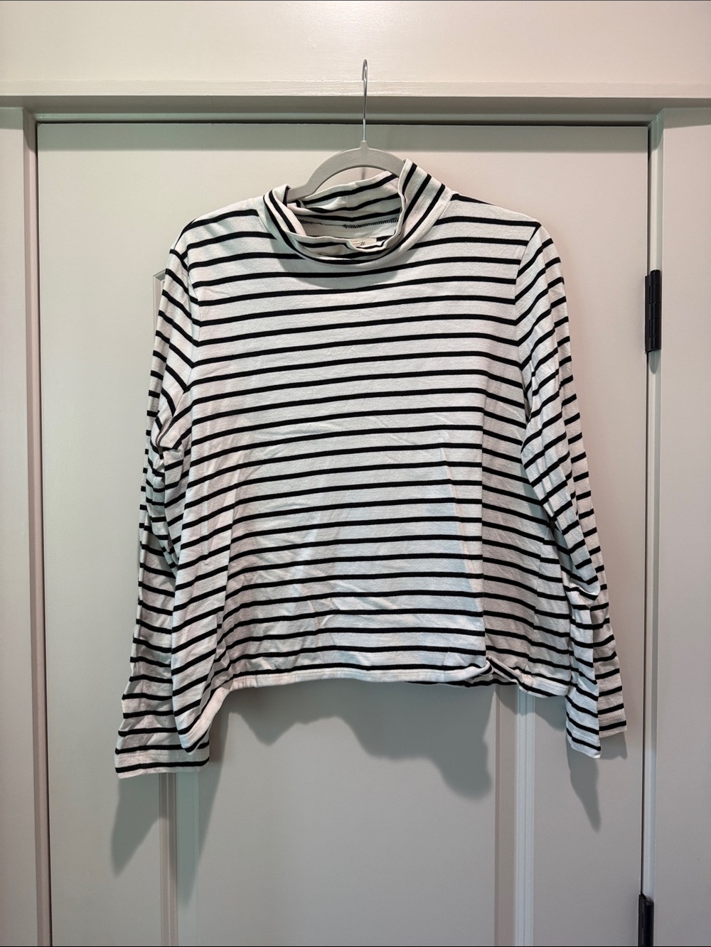 Madewell Black & White Striped Turtleneck Long Sleeve Top